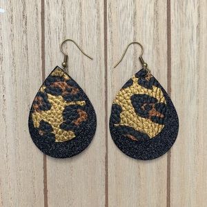 New! | Handmade Faux Leather Earrings Double